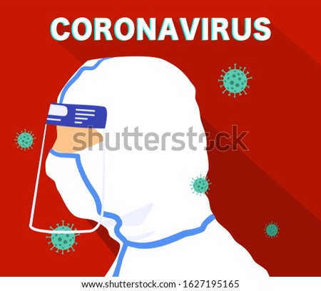 Concept of Coronavirus prevention.A man with mask to prevent infection. Vector illustration.