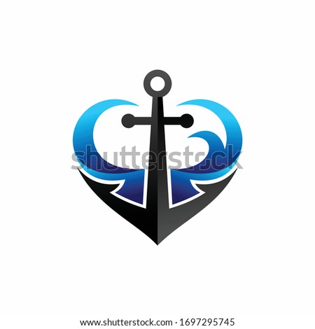 anchor vector logo, love logo design