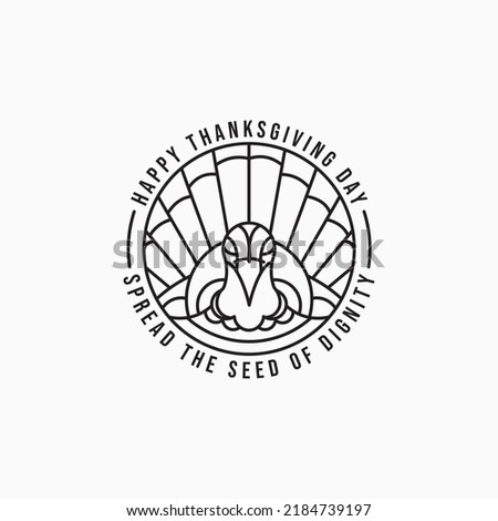 Minimalist line art thanksgiving turkey vector illustration logo design. Simple thanksgiving day emblem concept.