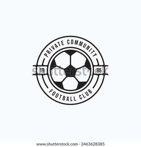 vintage simple football logo with ball element. Soccer football emblem, badge, illustration design