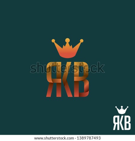 letter RKB logo, simple design with modern, harmonious and trendy gradient colors. added crown icons on it.