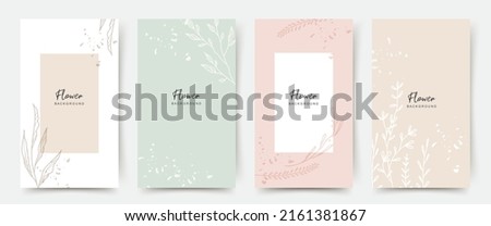 Background template with copy space for text and line drawings flowers in pastel colors. Editable vector banner for social media post, card, cover, invitation,
poster, mobile apps, web ads