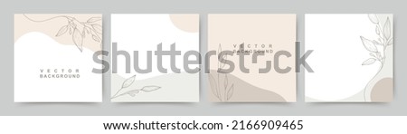 Neutral minimal background in pastel colors with  plants elements.Vector for social media stories and post, invitation, greeting card, packaging, branding design,banner,presentation,poster,advertising Foto stock © 
