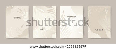 Neutral abstract background with floral elements in pastel beige. Trendy design templates for card, poster, business card, flyer, brochure, magazine, social media, banner, presentation, invitation