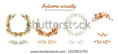 Similar – Image, Stock Photo Beautiful autumn wreath or circle frame made with pretty fall leaves, chestnuts, nuts, acorns and flowers on white background. Top view. Flat lay. Creative layout