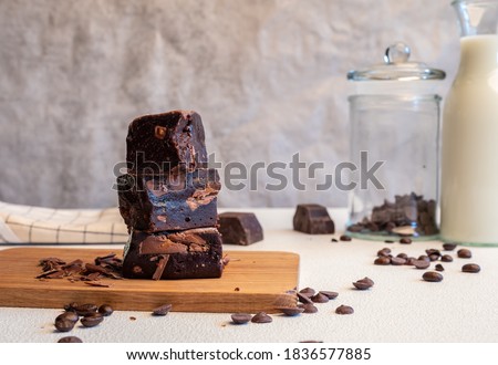 Similar – Foto Bild Stapel von Brownies mit gefrorenen Himbeeren. Schokoladenkuchen-Haufen