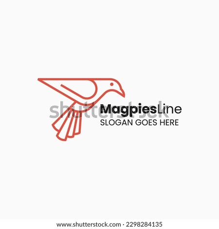 Vector Logo Illustration Magpie Bird Line Art Style