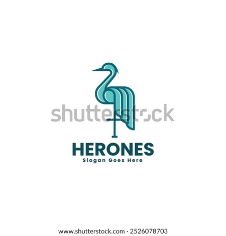 Vector Logo Illustration Heron Simple Mascot Style