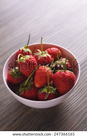 Strawberry on Wooden texture for background