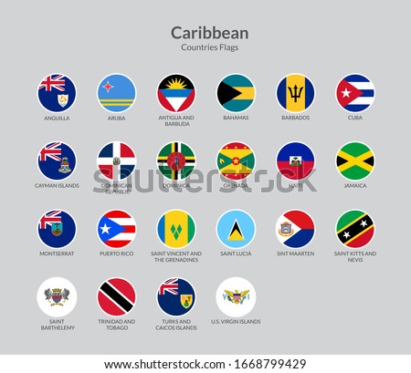 Caribbean Countries countries flag icons collection