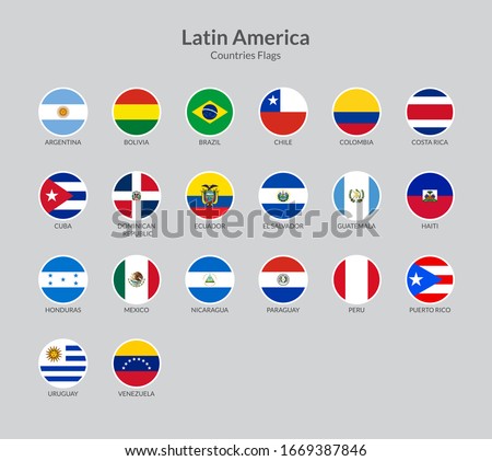 Latin American countries flag icons collection Stok fotoğraf © 