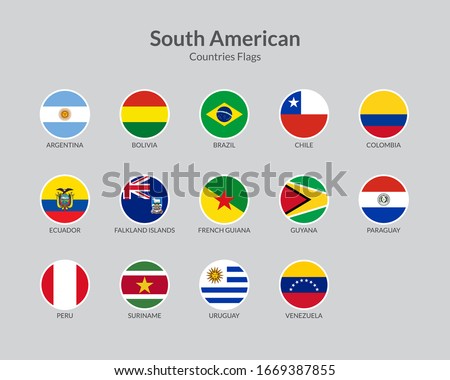 South American countries flag icons collection