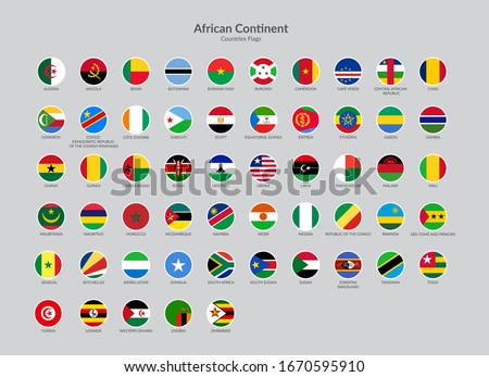 African Continent Countries flag icons collection