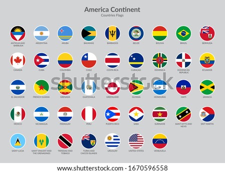 America Continent Countries flag icons collection