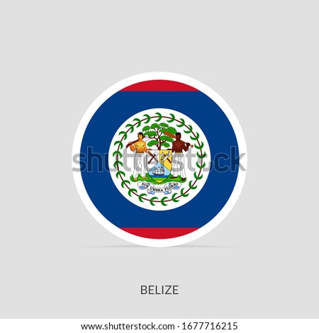 Belize button flag icon with shadow, Round flag icon.