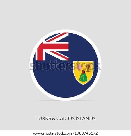 Turks  Caicos Islands Round flag icon with shadow.
