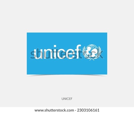 UNICEF Rectangle flag icon with shadow.