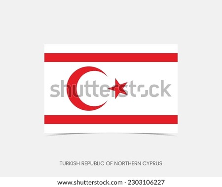 Turkish Republic of Northern Cyprus Rectangle flag icon with shadow.