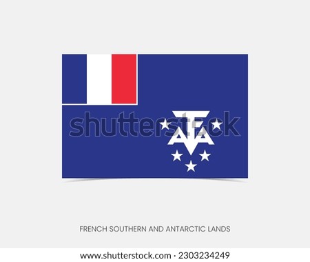 French Southern  Antarctic Lands Rectangle flag icon with shadow.