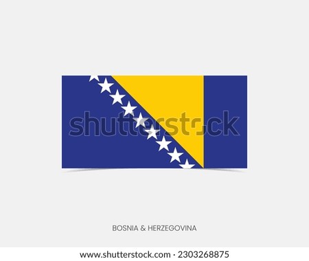 Bosnia  Herzegovina Rectangle flag icon with shadow.