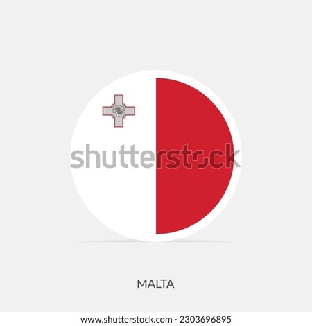 Malta round flag icon with shadow.