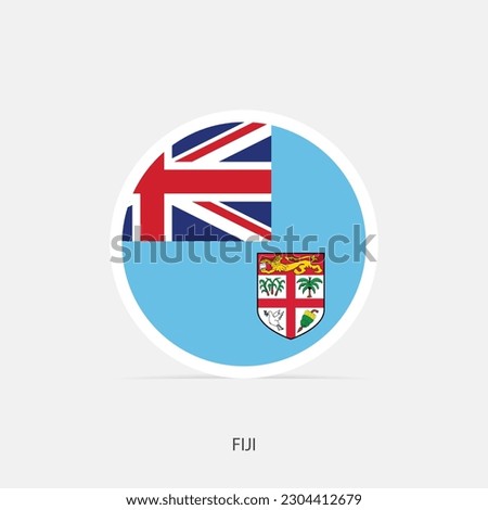 Fiji round flag icon with shadow.