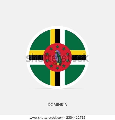 Dominica round flag icon with shadow.