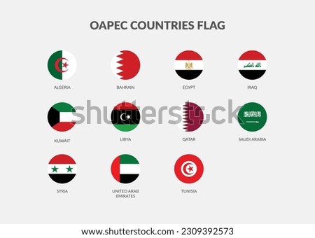 OAPEC (Organization of Arab Petroleum Exporting Countries) countries flag icons collection