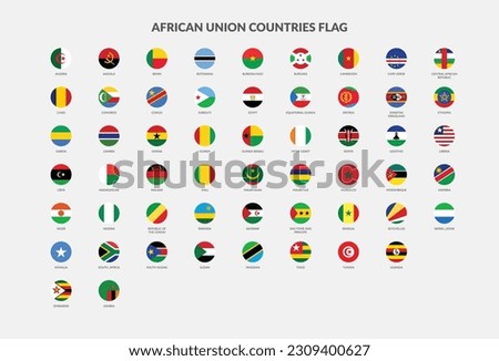African Union countries flag icons collection