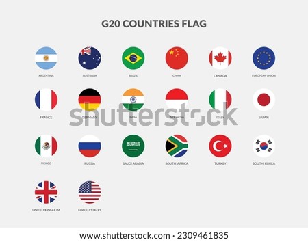 G20 countries flag icons collection