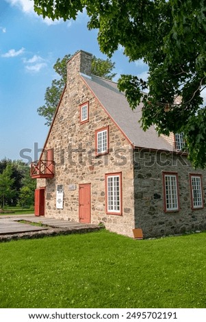 Similar – Image, Stock Photo Stone house located on rocky mountain in winter time at sunset