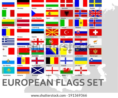 European countries flags set