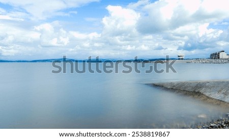 Image, Stock Photo Forest lake with groynes