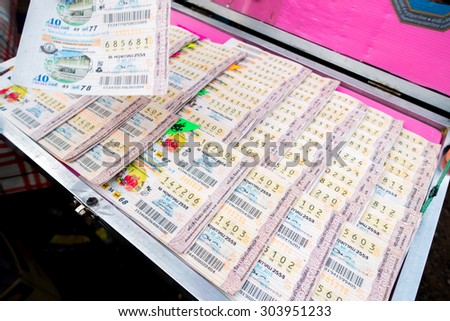 Had-Yai, Thailand - June 5, 2015 Thailand lottery ticket for sell in market.