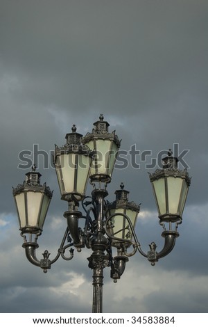 Old-fashioned street lamp with dark sky