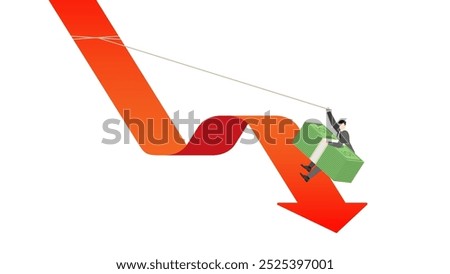 Vector illustration of a businessman holding a stack of banknotes while running on a green upward graph, financial growth, investment success, and business progress in a dynamic, forward move economy.