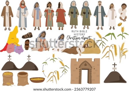 Ruth History clipart, Christian clipart, Ruth Bible elements, Ruth clipart vector, People Portrait, Bible history illustration, Scripture  items