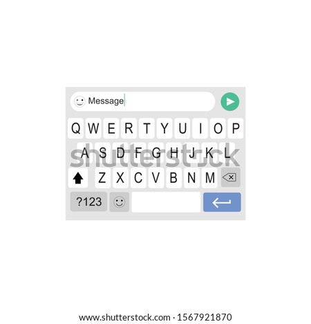 Vector illustration of QWERTY keyboard on a smart phone. Button to type messages on the smart phone
