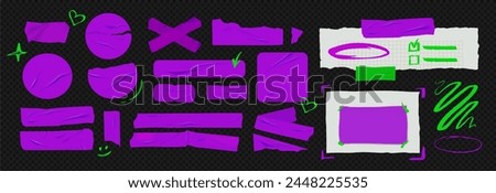 Similar – Image, Stock Photo A purple plastic sheet hangs behind a barrier fence in front of a concrete wall. Construction site, security