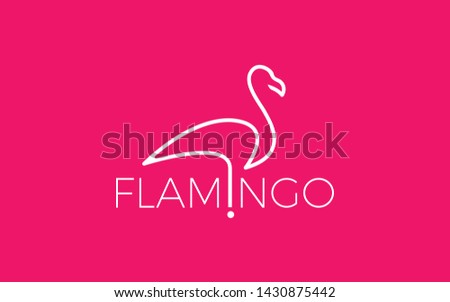 Flamingo Logo With Simple Lines in Pink Color