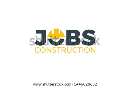 Construction logo in word mark style formed helmet construction symbol