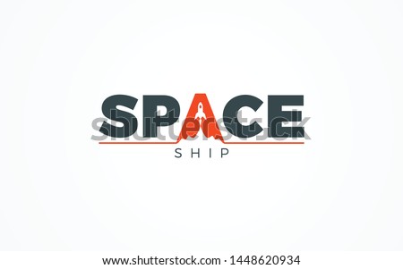 Word mark logo forms a spcae ship in letter A