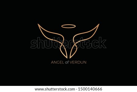 Angel logo formed with simple and modern line in luxurious gold color