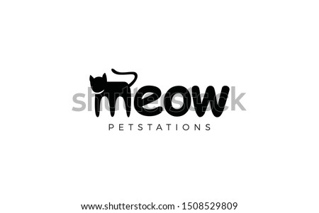 Word mark logo icon formed cat symbol in letter M