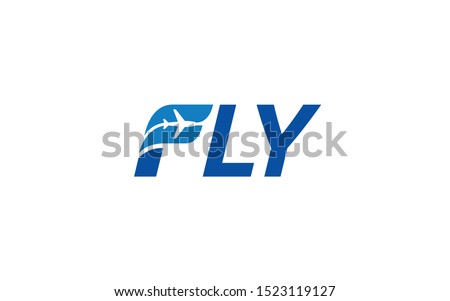 Word mark logo formed negative space of plane in letter F