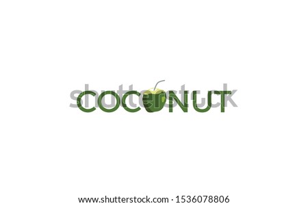 Word mark logo formed coconut icon in letter O