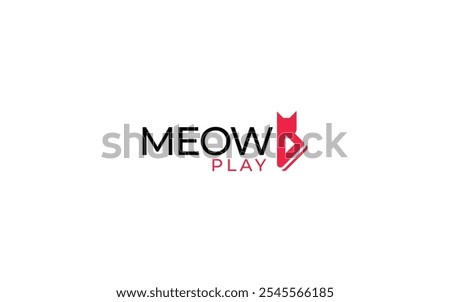 Cat logo formed play symbol in red color