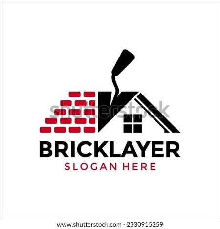 Construction  plastering logo with bricks and trowel design vector illustration 