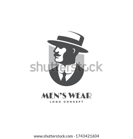 Man in a straw hat logo design template on a light background. Vector illustration.