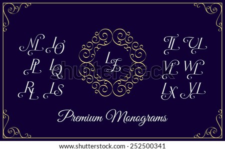 Vintage monogram design template with combinations of capital letters LN LO LP LQ LR LS LT LU LV LW LX LY LZ. Vector illustration. Stock fotó © 